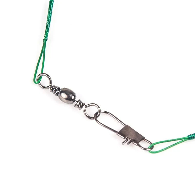 20pcs Steel Fishing Wire Leaders – Anti-Bite with Swivel (15–50cm)
