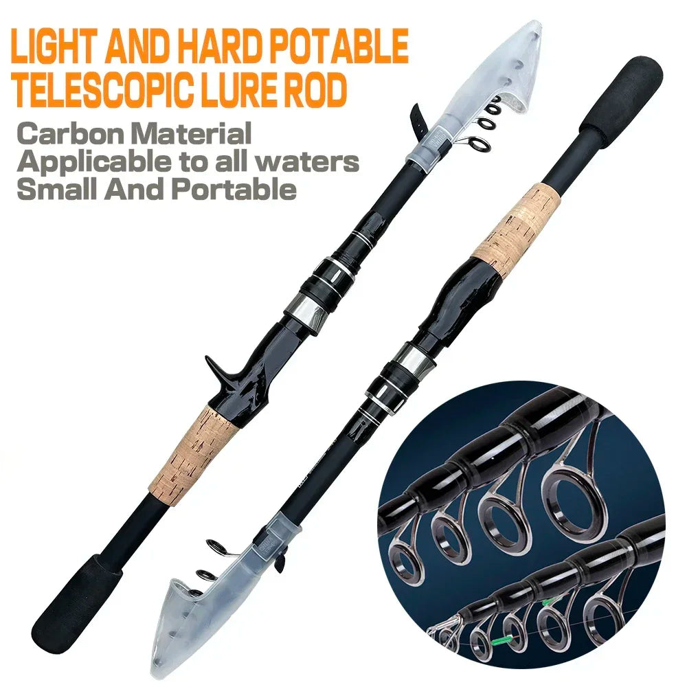 Telescopic Carbon Fishing Rod – 1.5M to 2.4M Spinning/Baitcasting