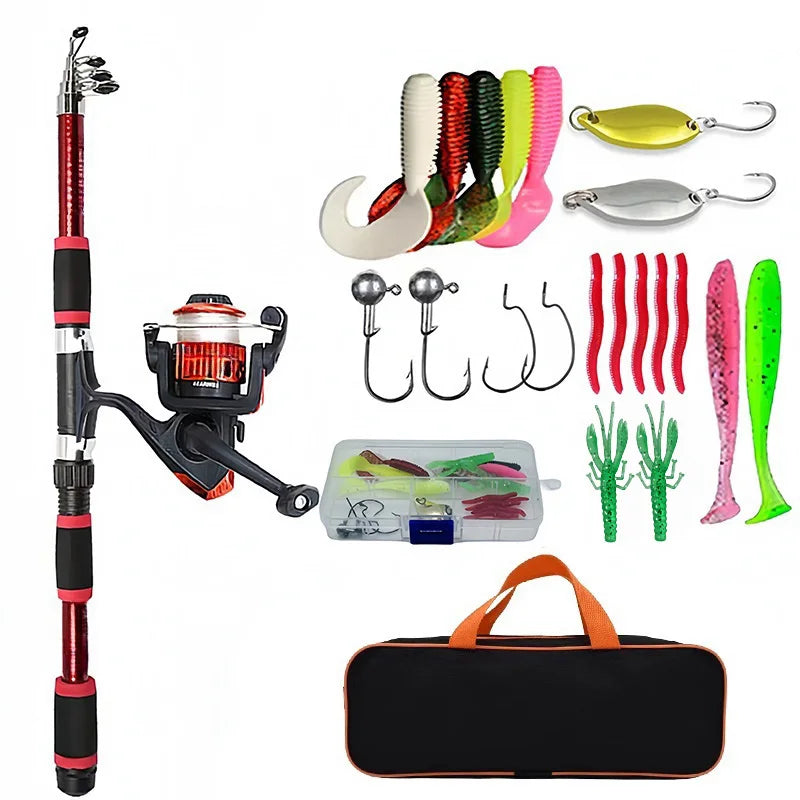Telescopic Fishing Pole Set with Reel, Baits & Tackle Kit