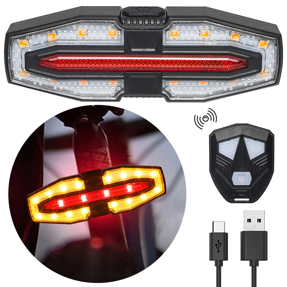 Rechargeable Bike Rear Light – Turn Signal Taillight with Wireless Remote