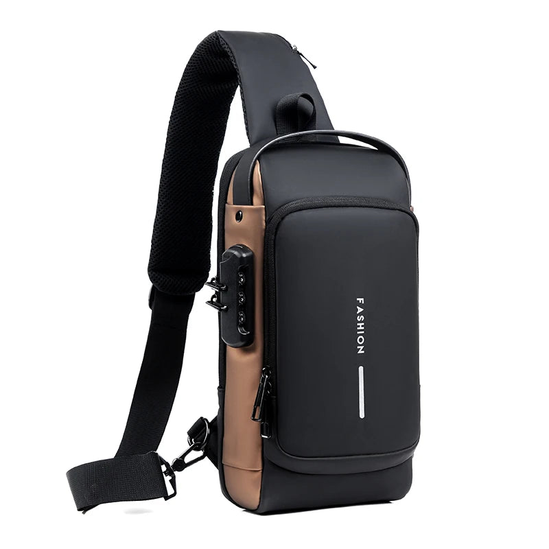 Men’s Crossbody Sling Bag – Multifunction Chest Pack with USB Charging & Anti-Theft Design