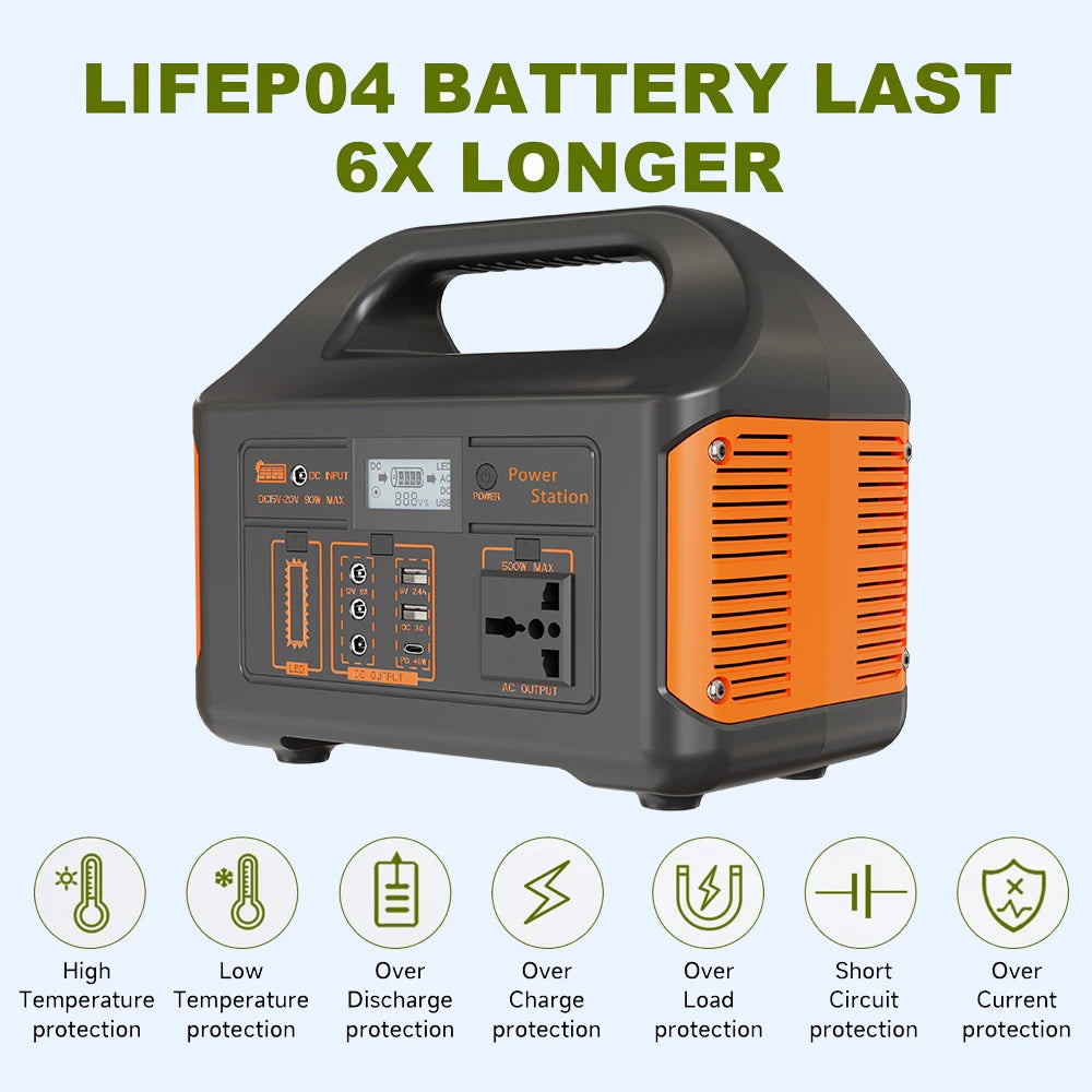 300W/500W Portable Power Station – 460Wh Solar Generator with LiFePO4 Battery
