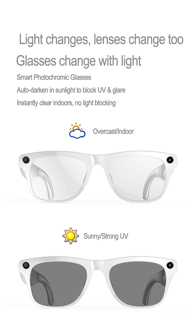 2026 4K AI Smart Glasses – Color Changing, 100MP Camera, Bluetooth Call & Voice Assistant