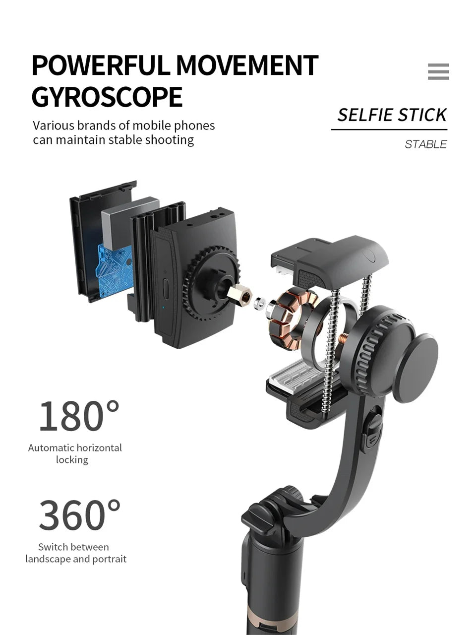 STTKGZD Handheld Gimbal Stabilizer – Bluetooth Selfie Stick Tripod with Fill Light