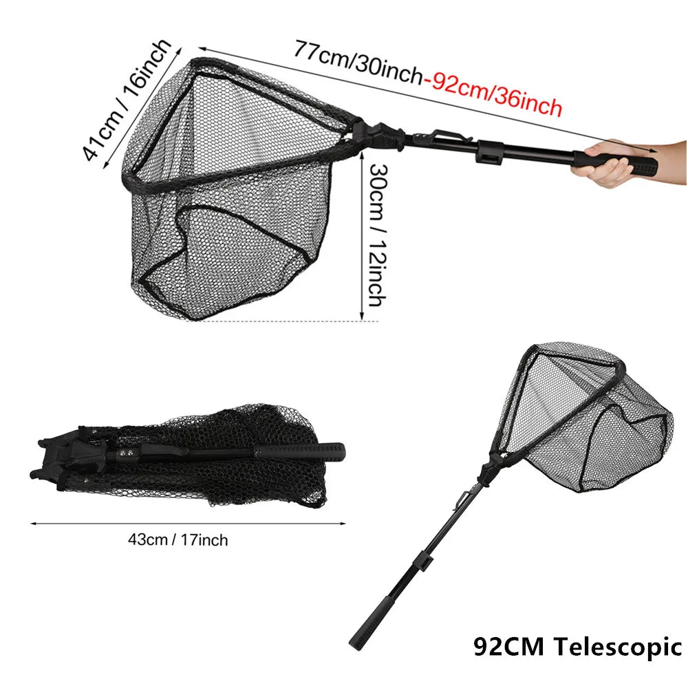 Telescopic Fishing Landing Net – 55cm to 190cm Foldable Floating Net