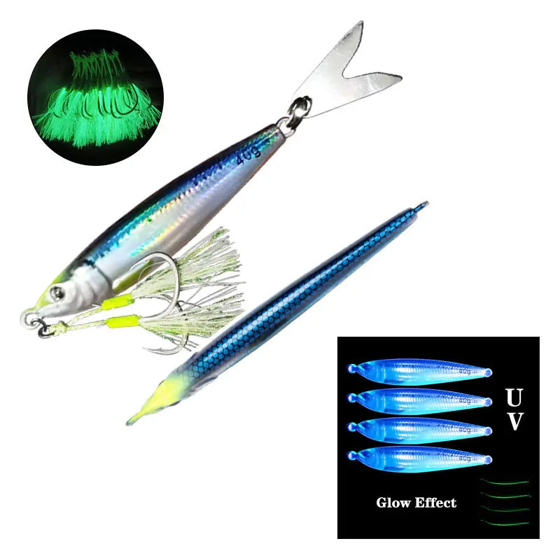 AS Slow Jig UV Glow Metal Lure – 3D Print Sinking Jigging Bait (40g–80g)