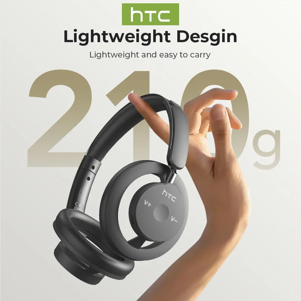 HTC HP06 Open-Ear Wireless Headphones – Foldable Bluetooth V6.0 Headset with AI Translate