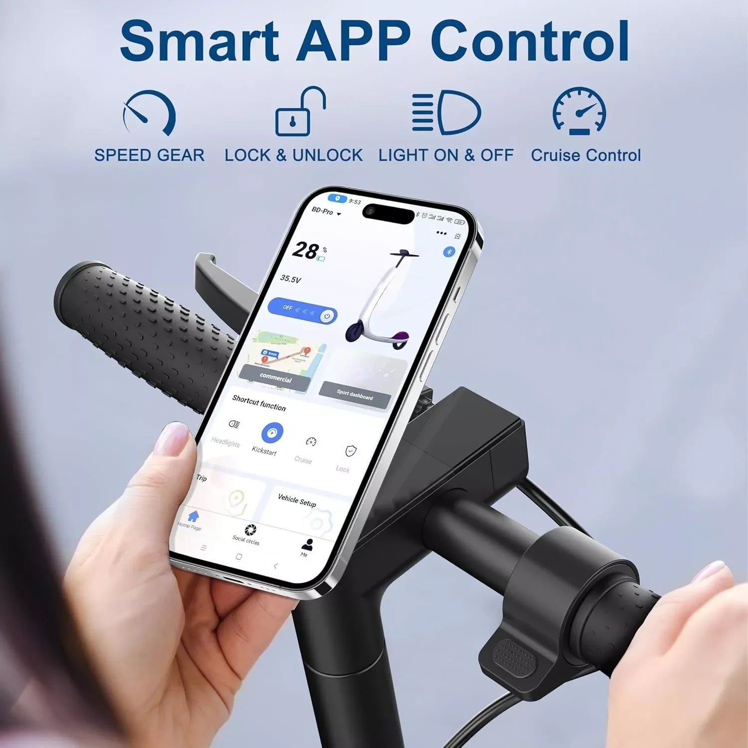 LP60 Electric Scooter – 350W Folding E-Scooter with App Control, 16mph, 12-Mile Range