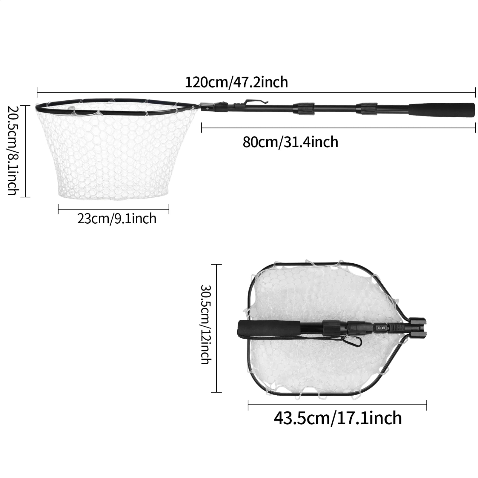 Telescopic Fishing Landing Net – 55cm to 190cm Foldable Floating Net