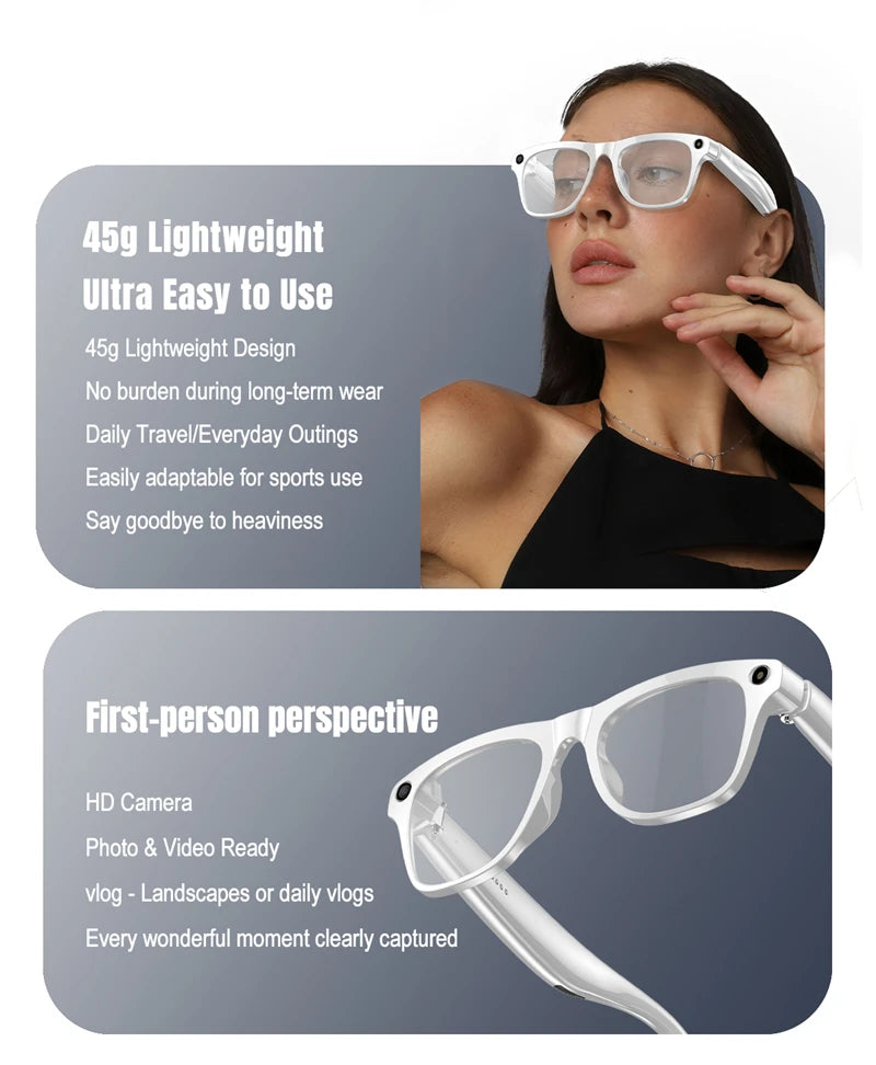 2026 4K AI Smart Glasses – Color Changing, 100MP Camera, Bluetooth Call & Voice Assistant