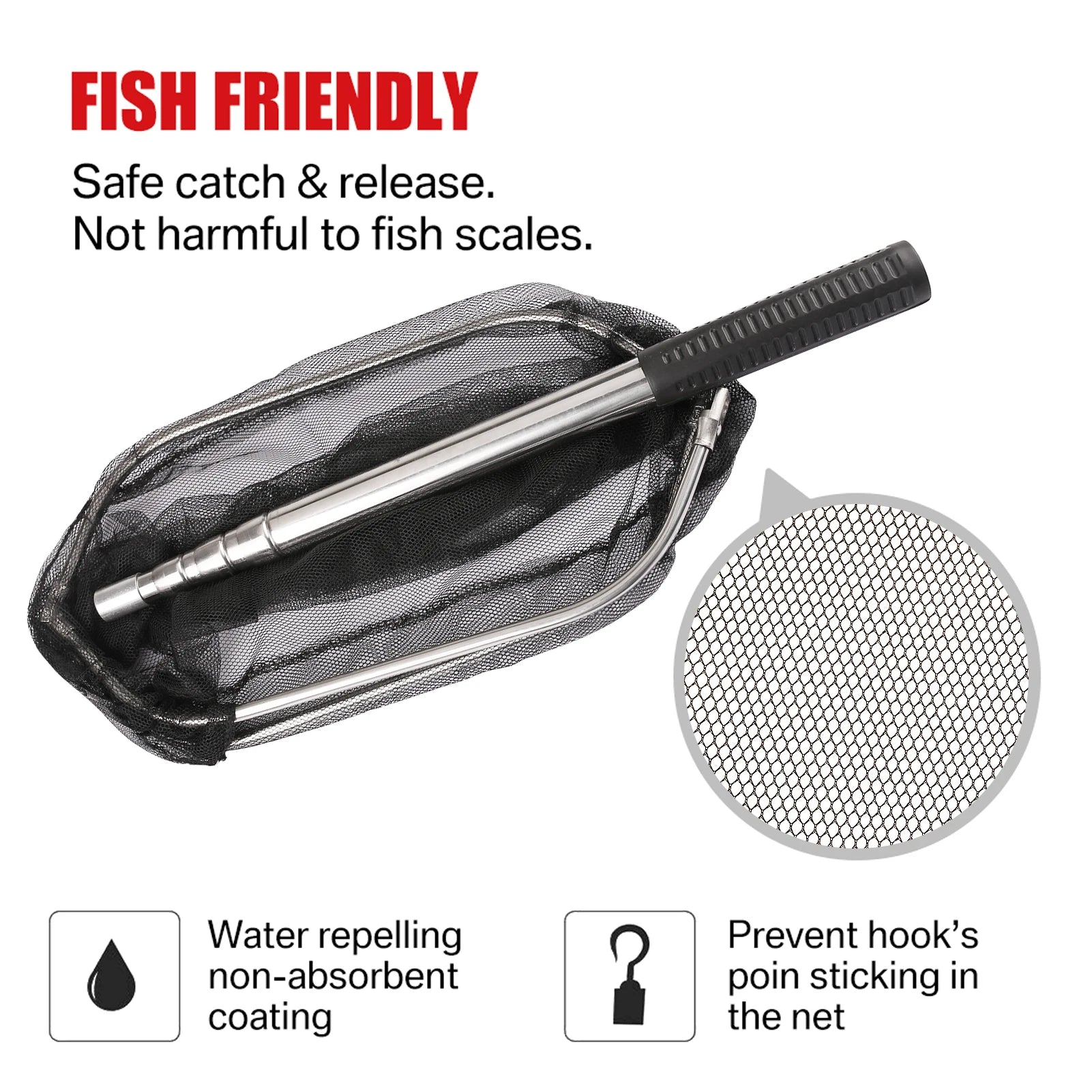 Telescopic Fishing Landing Net – 55cm to 190cm Foldable Floating Net