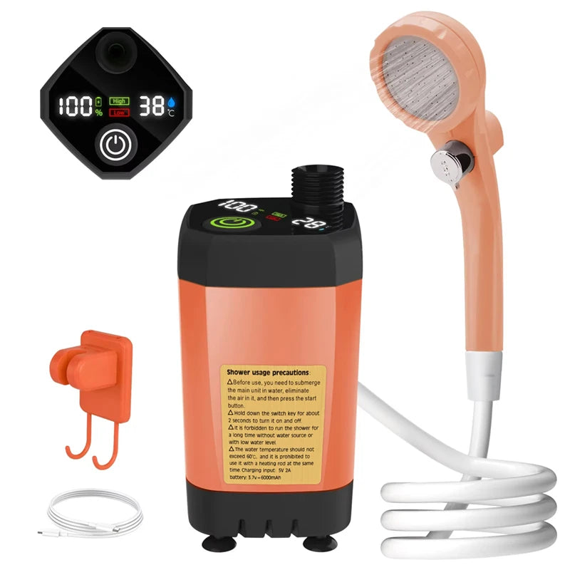 Portable Camping Shower Pump Kit with Digital Display