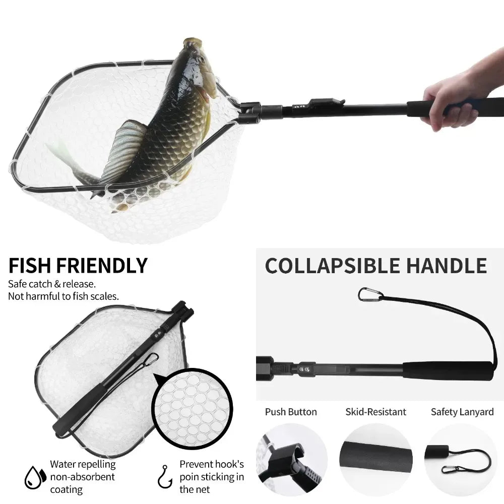 Telescopic Fishing Landing Net – 55cm to 190cm Foldable Floating Net