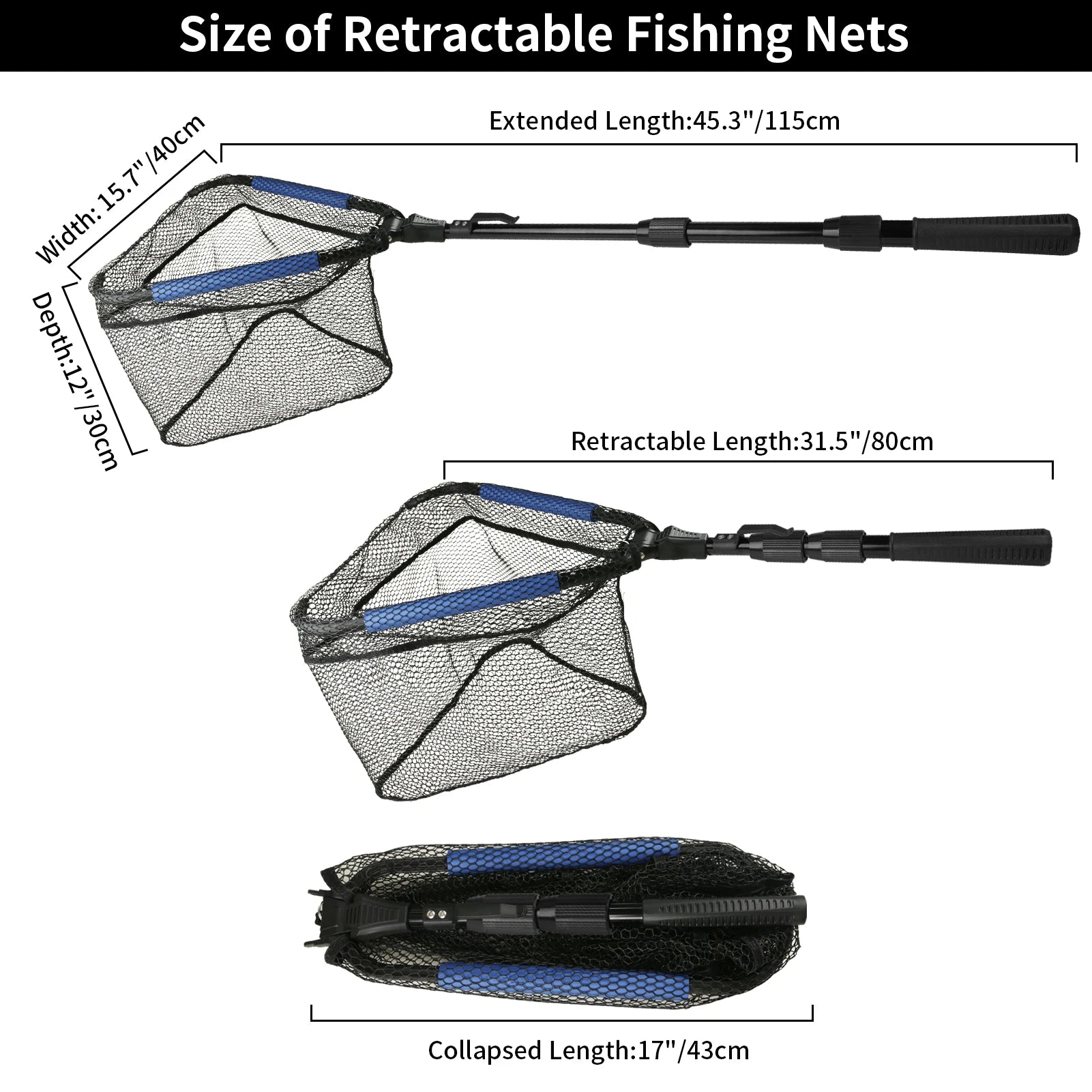 Telescopic Fishing Landing Net – 55cm to 190cm Foldable Floating Net