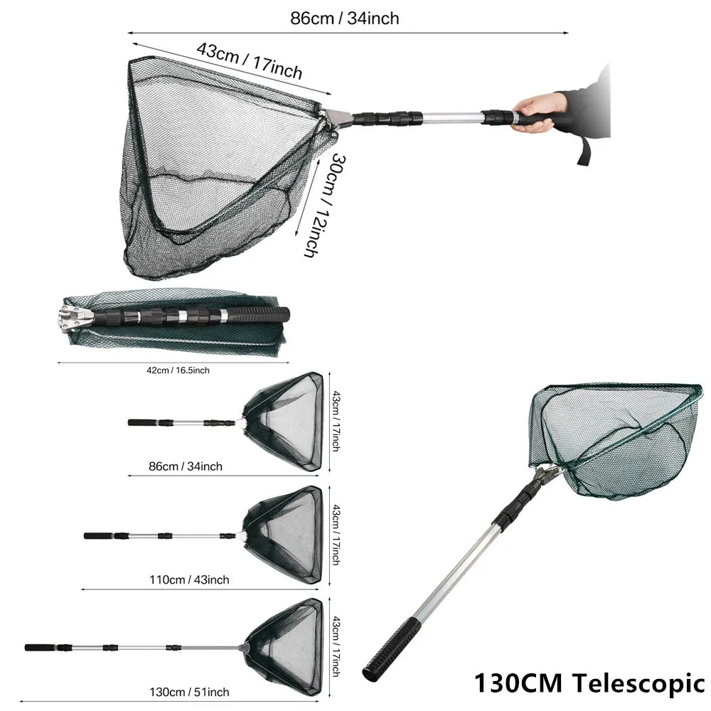 Telescopic Fishing Landing Net – 55cm to 190cm Foldable Floating Net