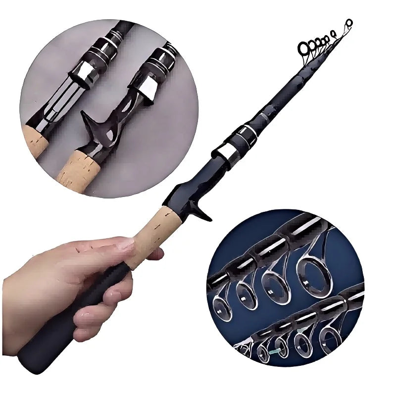 Telescopic Carbon Fishing Rod – 1.5M to 2.4M Spinning/Baitcasting