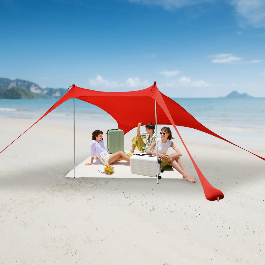 Portable Beach Tent Sun Shelter – UPF50+ Windproof Family Camping Canopy