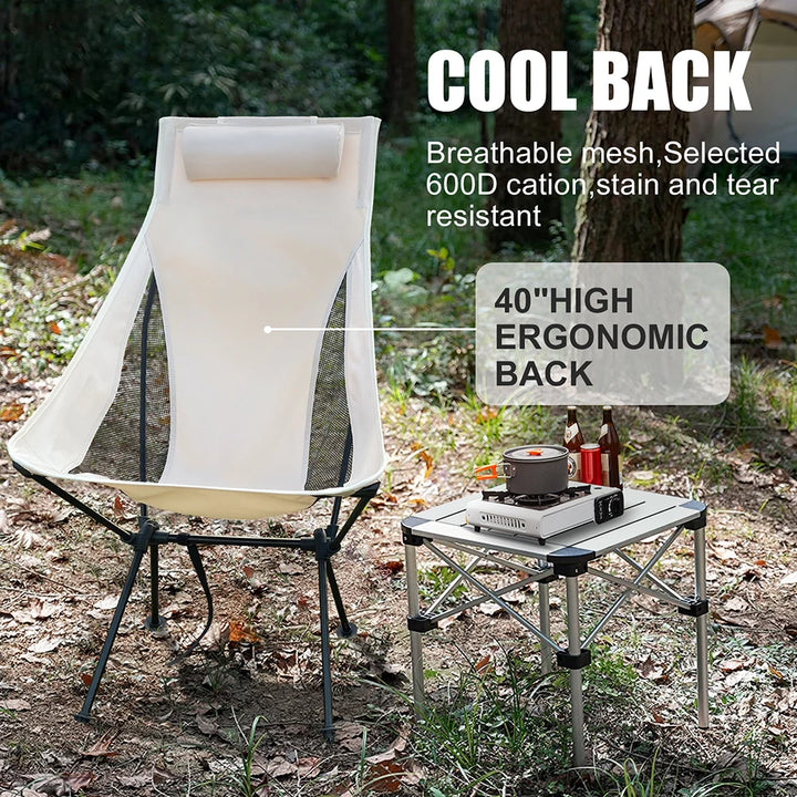 Westtune Portable Folding Camping Chair – Lightweight Aluminum Outdoor Seat with Headrest