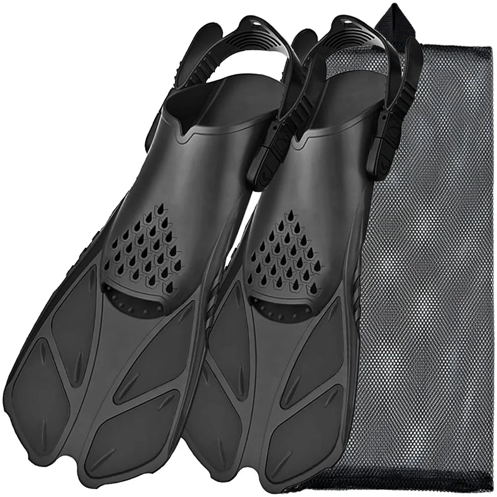 Adjustable Snorkel Fins – Short Silicone Swim Flippers for Adults